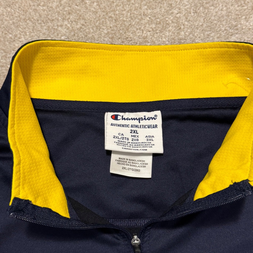Champion Quarter Zip Pullover Mens 2XL Navy Michigan Wolverines NCAA‎ Athletic - Picture 2 of 8